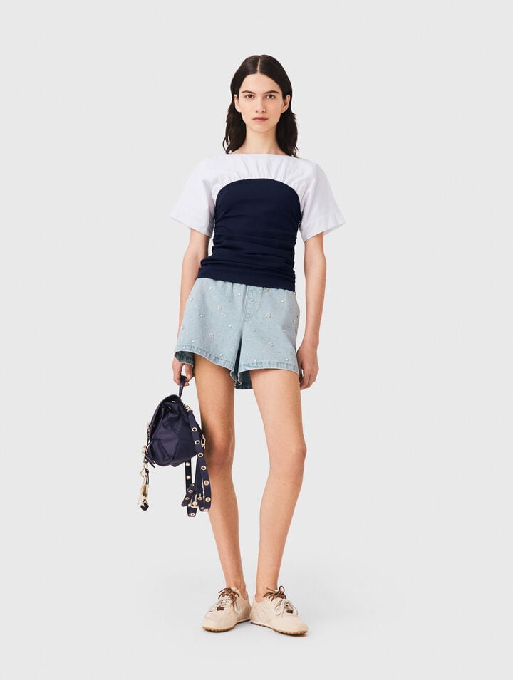 Pleated jersey top
