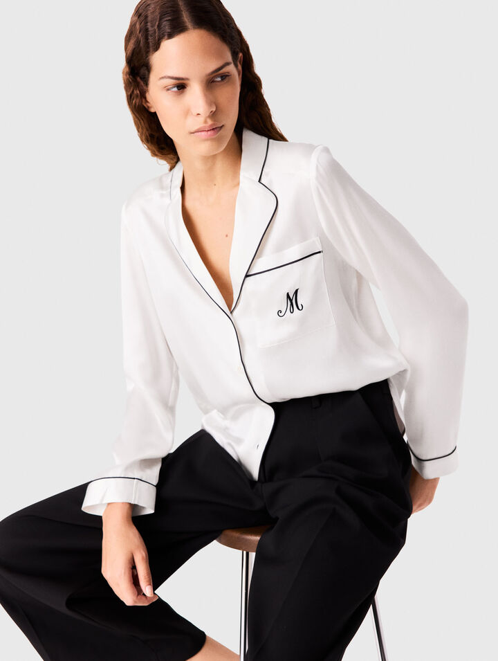 Embroidered silk shirt