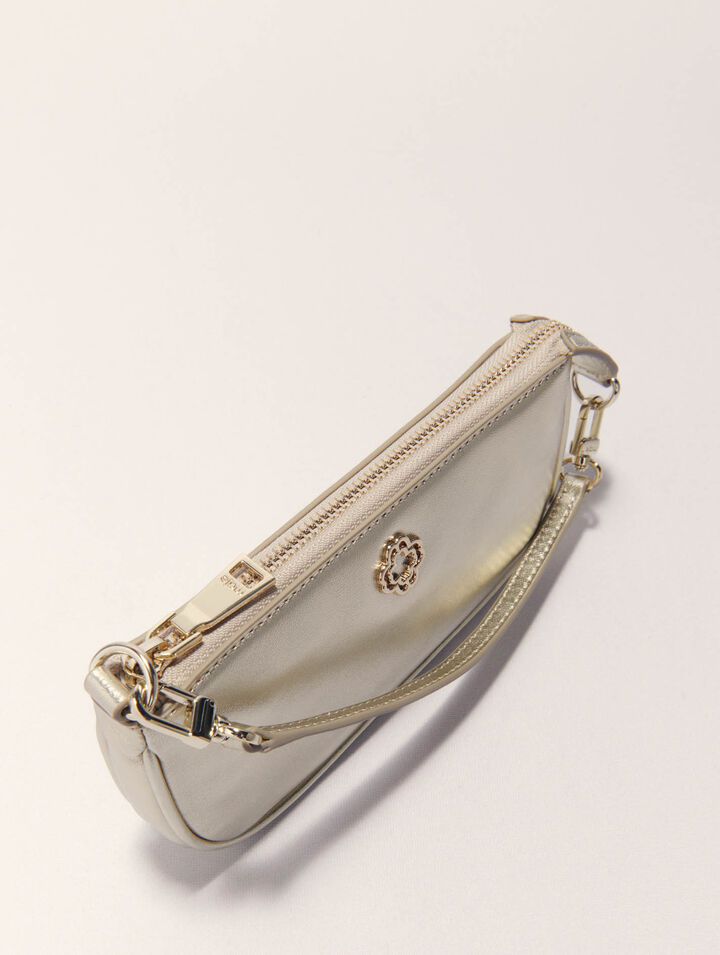 Metallic leather Sarah clutch bag
