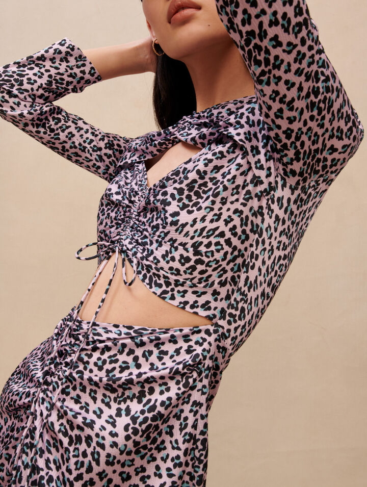 Openwork satin maxi dress