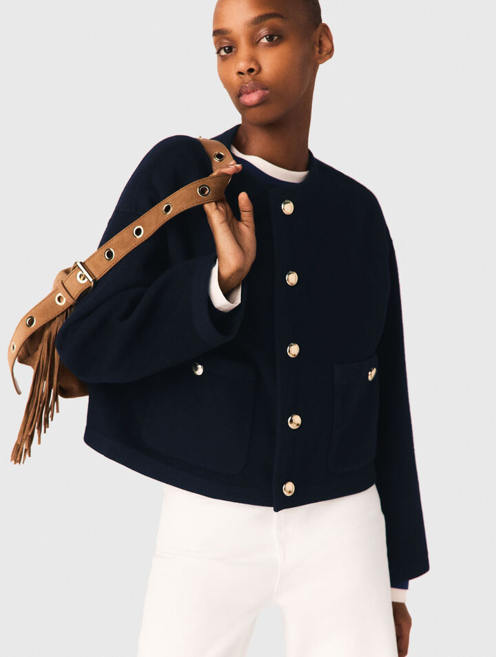 Double-faced jacket, braided trim