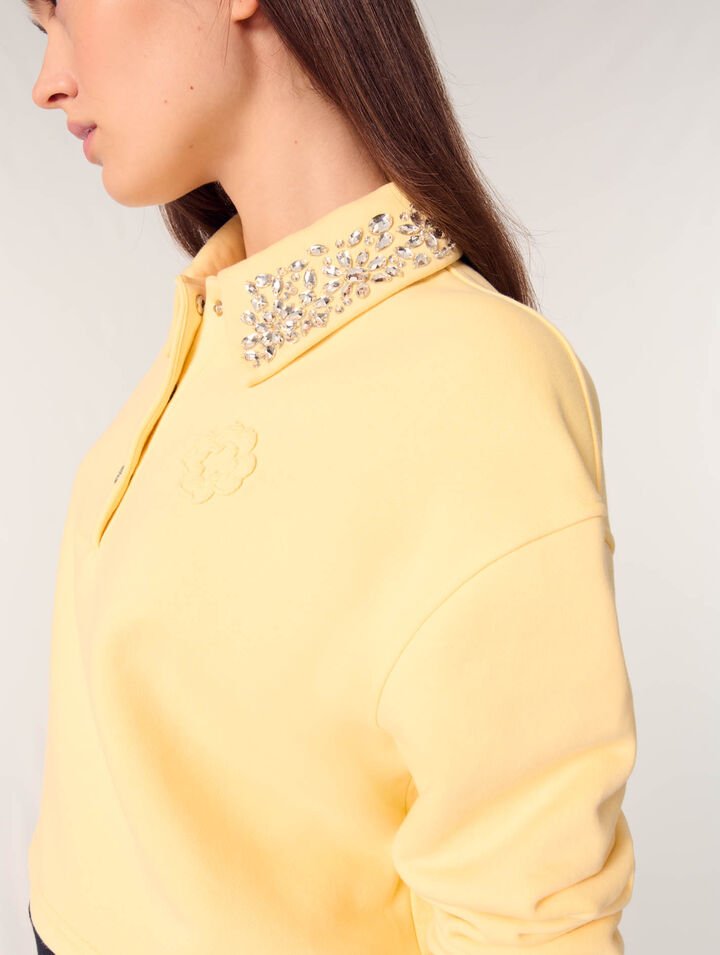 Jewellery collar cropped sweater