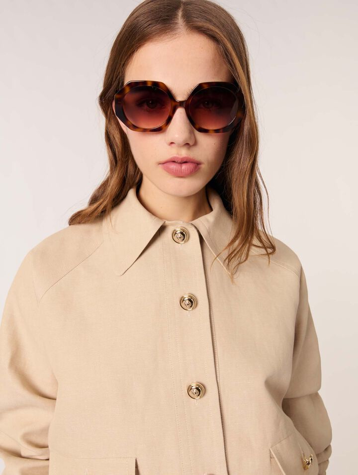 Linen and cotton bomber jacket