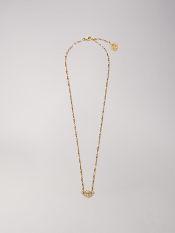 Gold-tone necklace with rhinestones