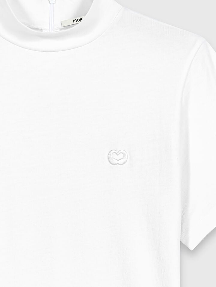 Crew neck T-shirt with back zip