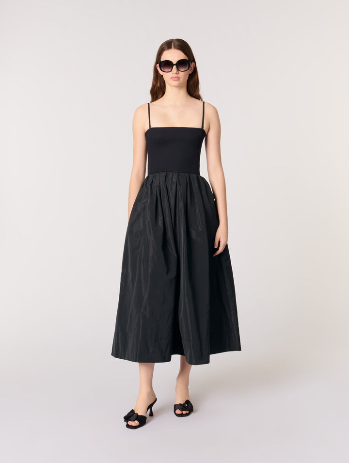 Strapless mesh and taffeta dress