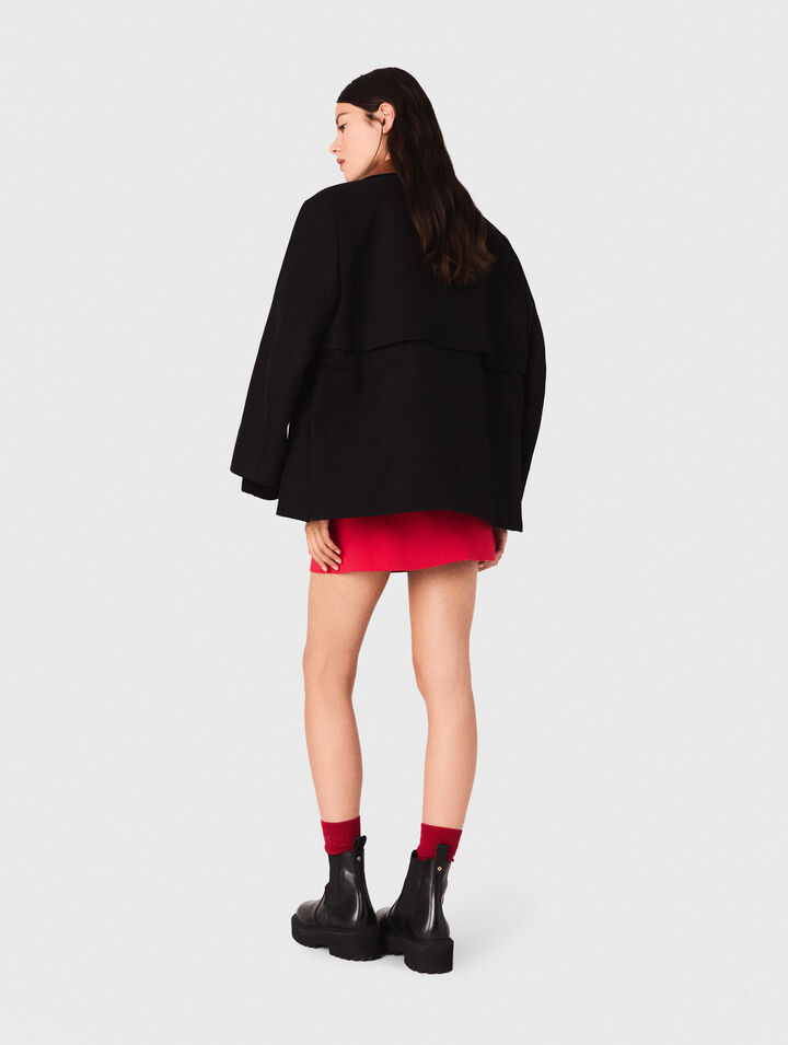 Parka with leather collar