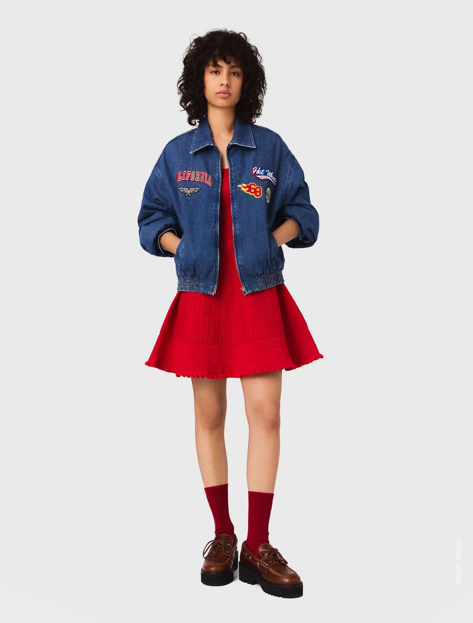 Oversized embroidered denim jacket