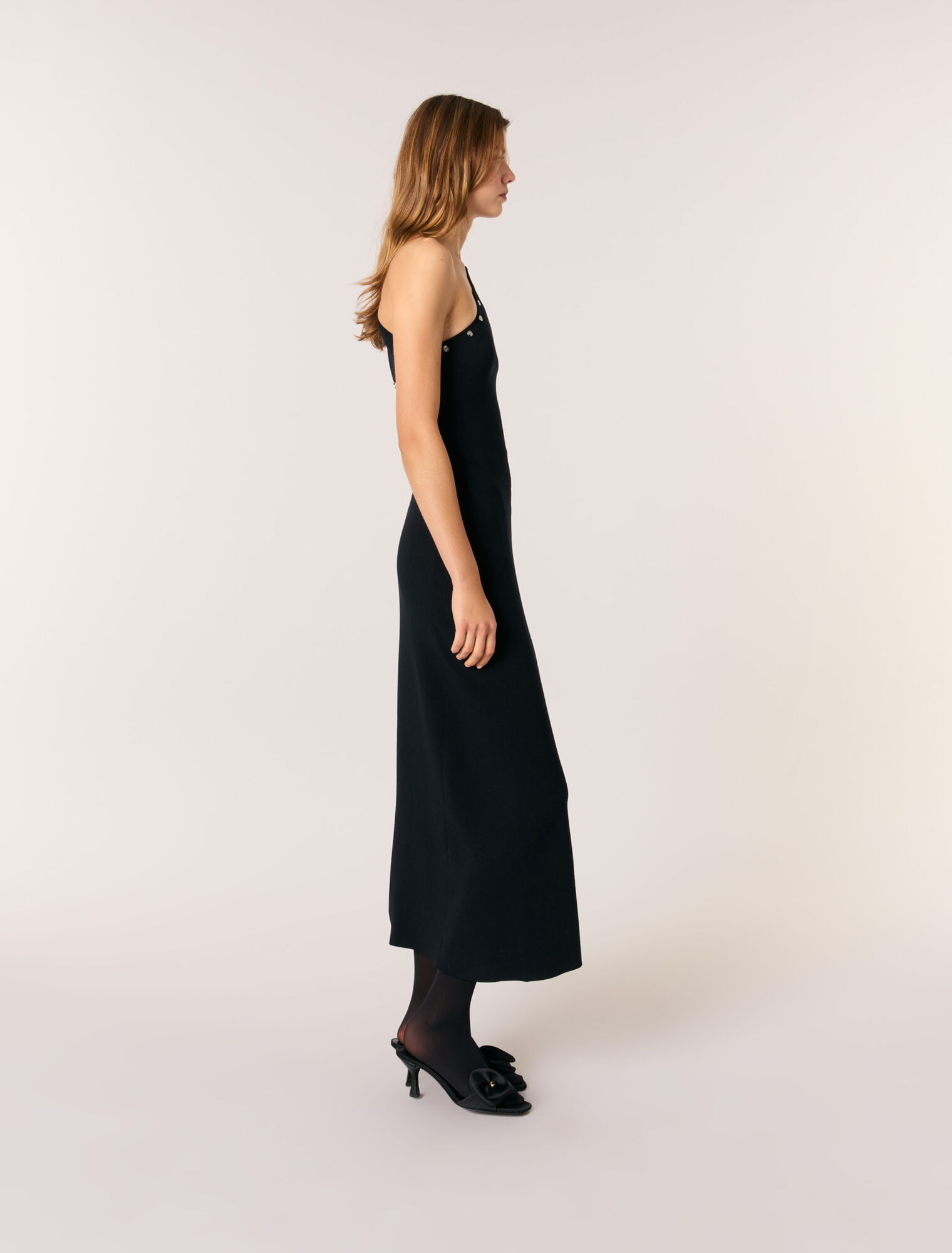 Asymmetric knit maxi dress