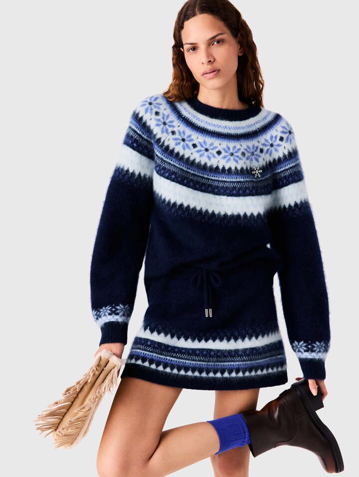 Short jacquard knit skirt