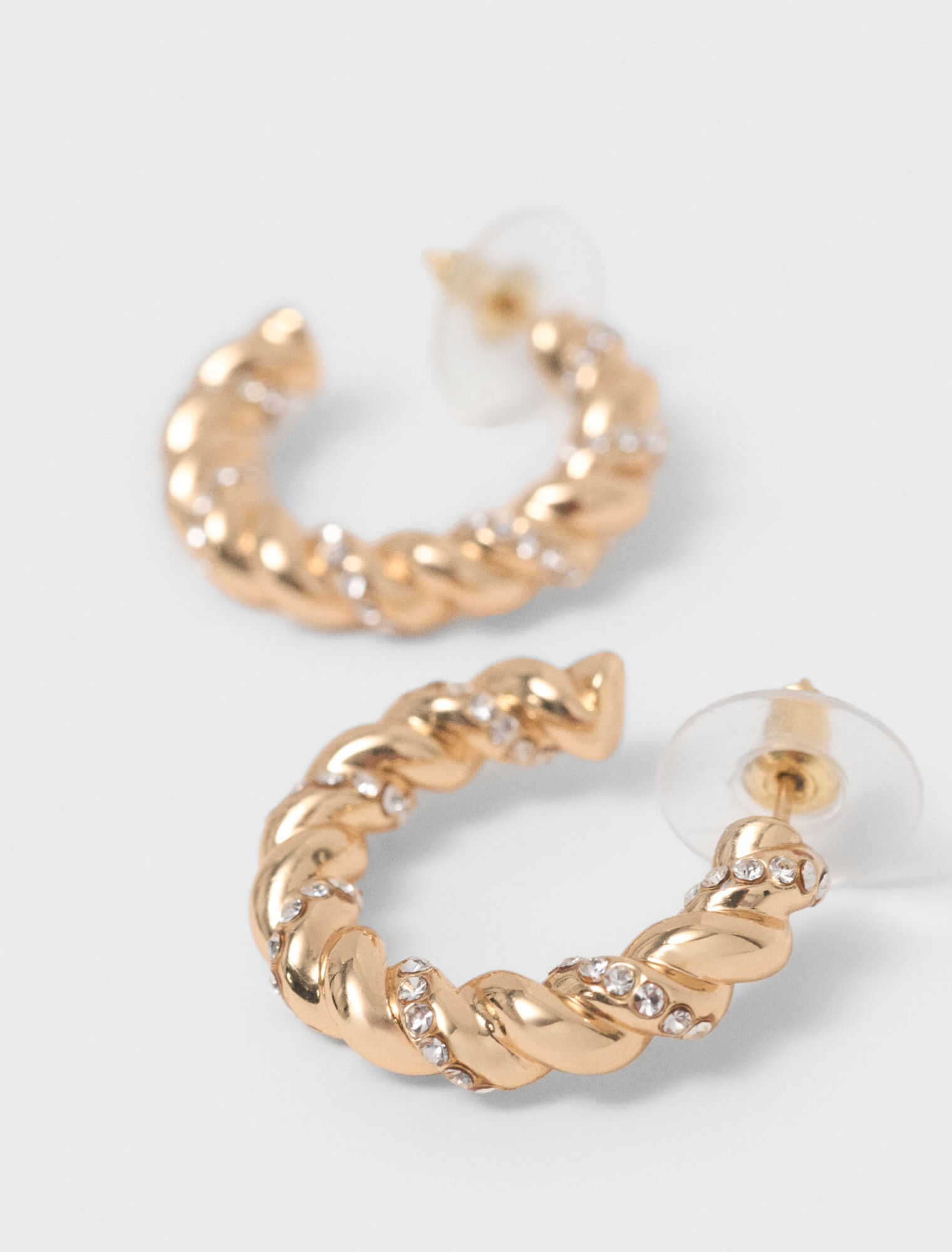 Twisted rhinestone hoop earrings