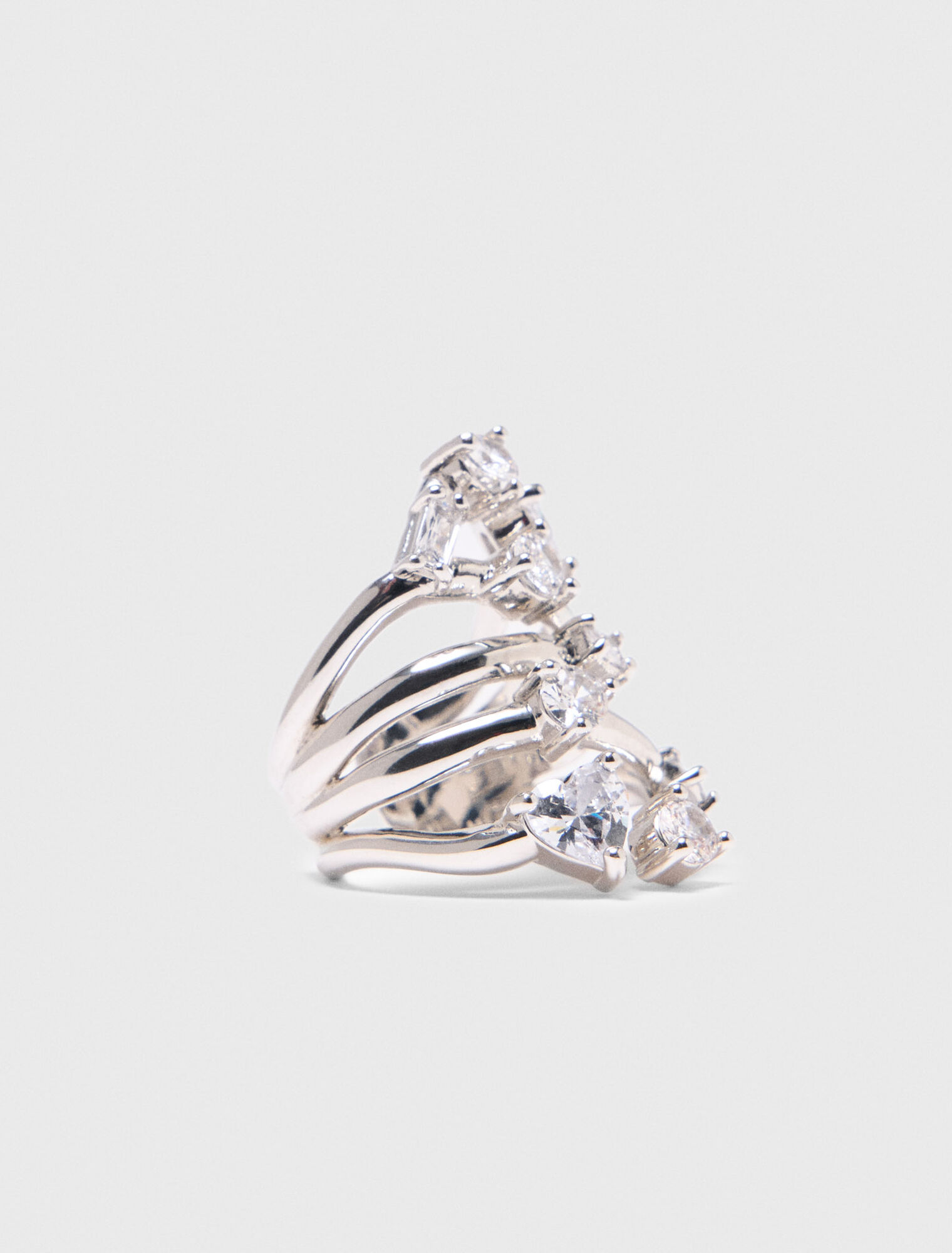 Rhinestone multi-row ring