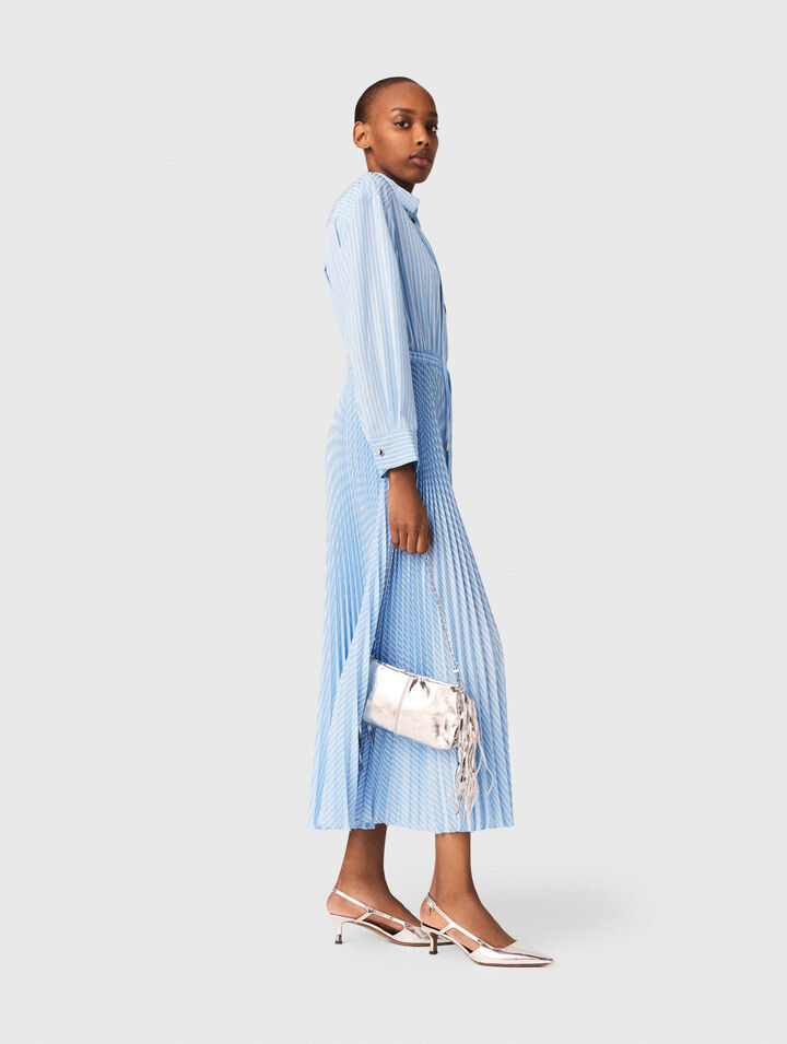 Pleated eyelet maxi dress