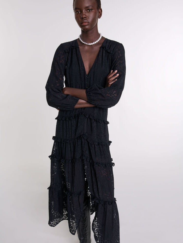 Ruffled patterned maxi dress