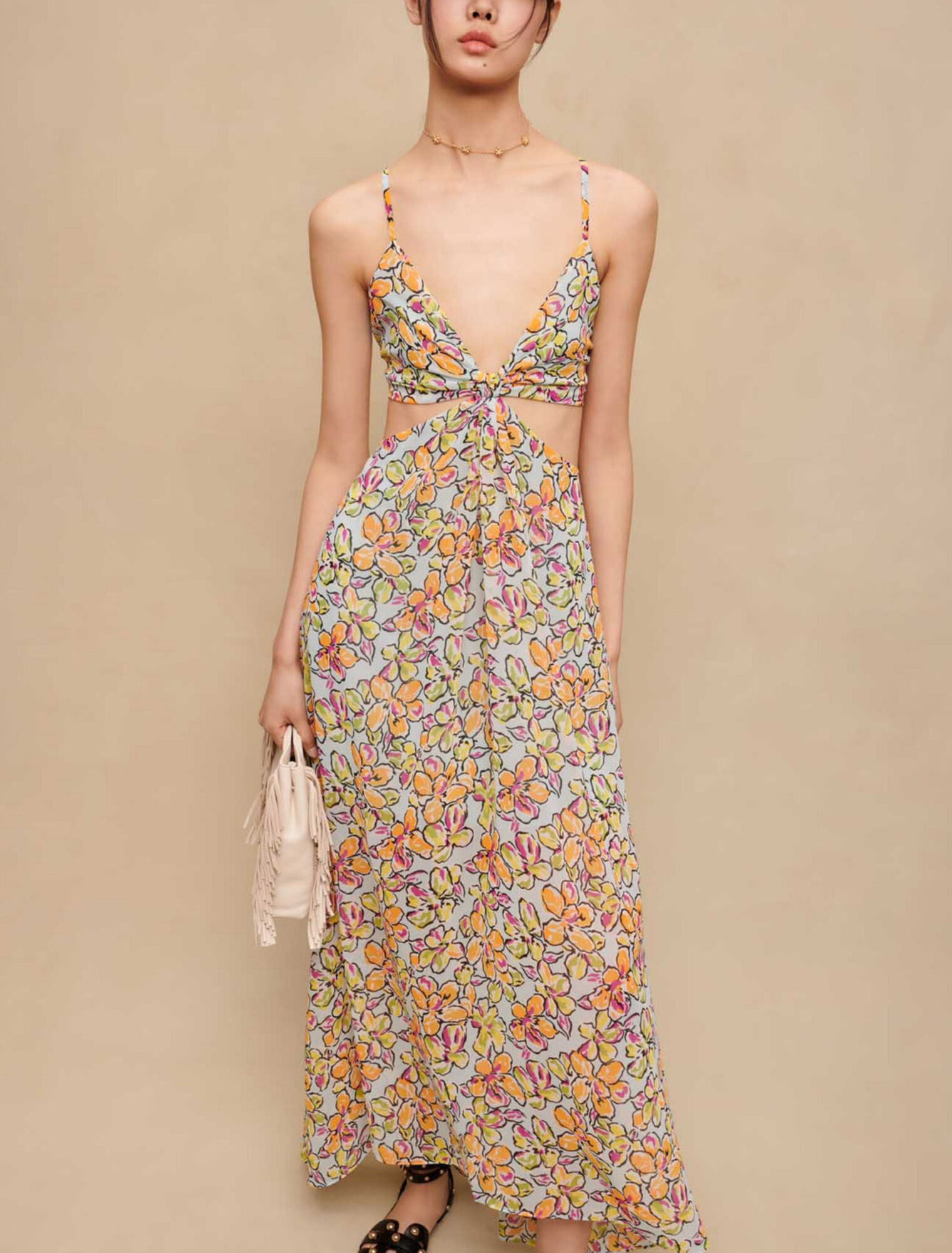 Floral cut-out maxi dress