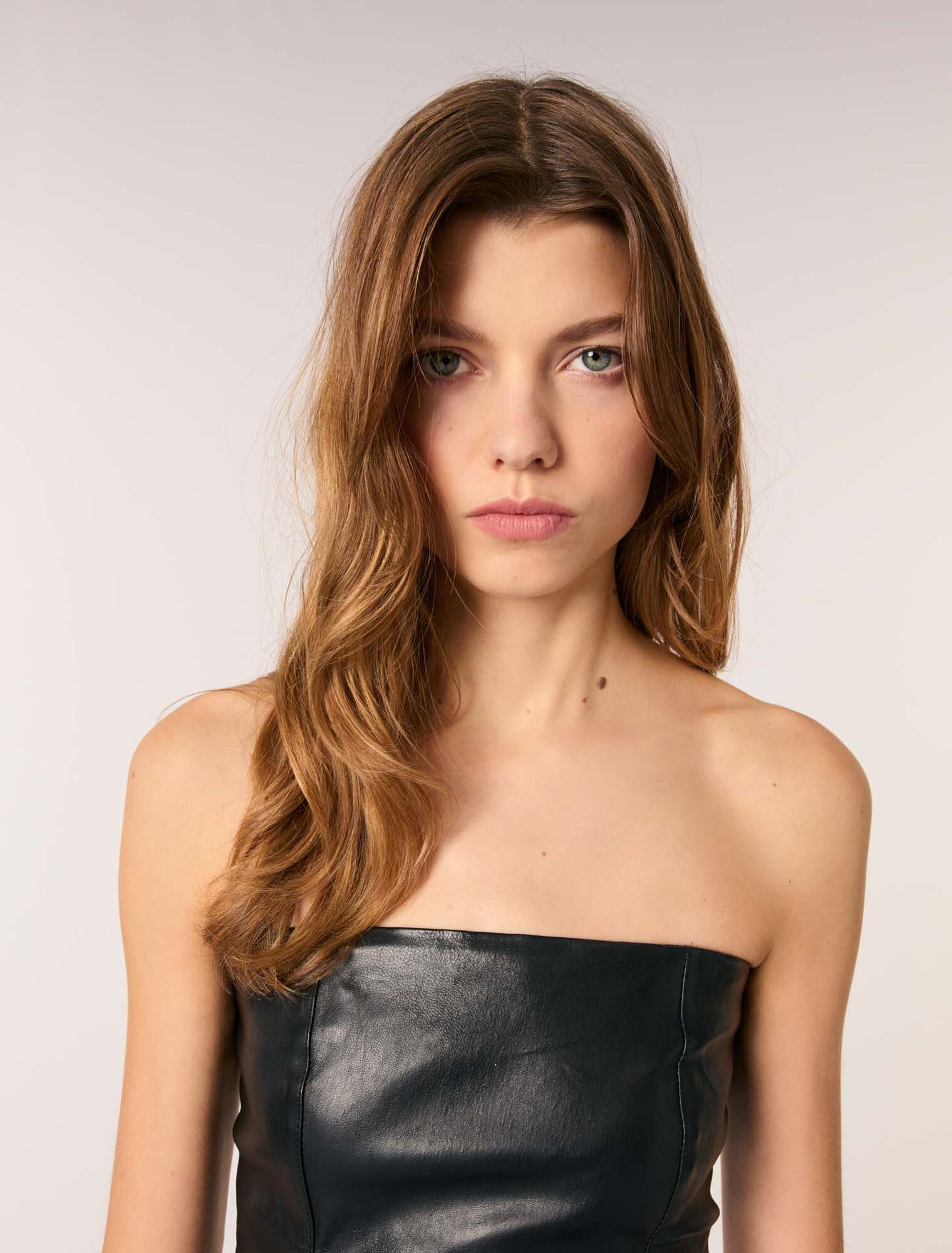 Bustier stretch leather midi dress