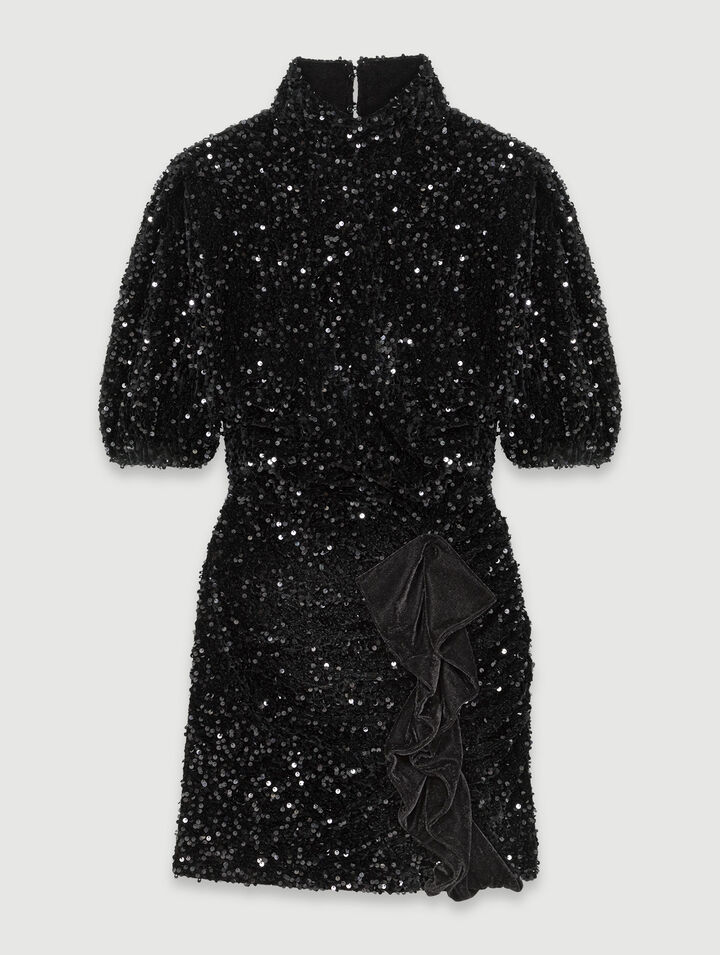 Short velvet and sequinned dress