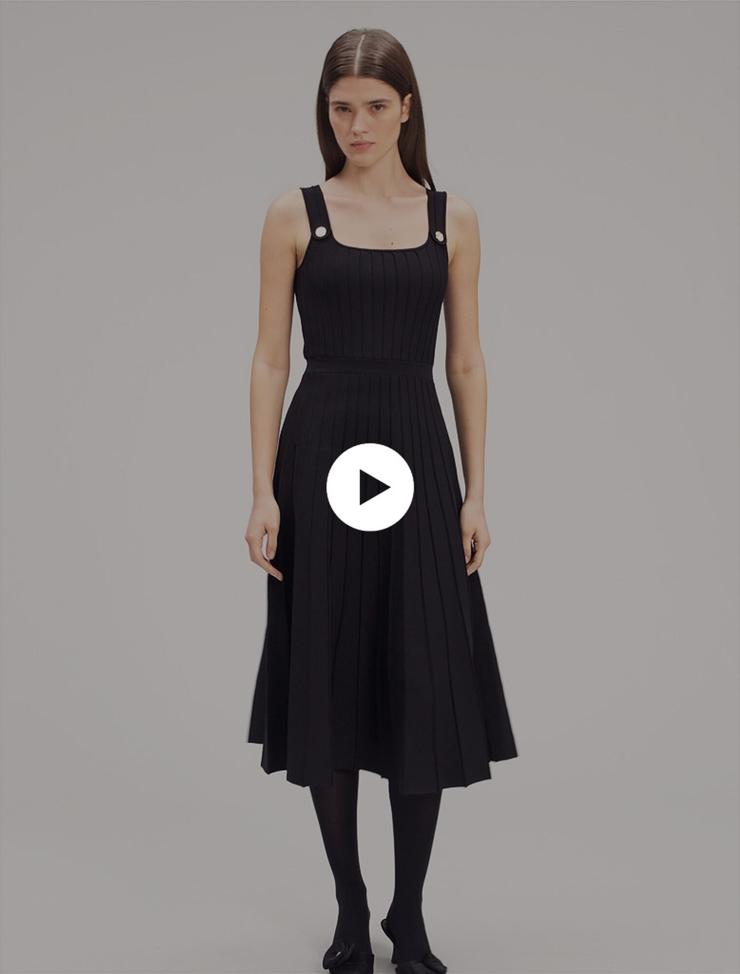 Pleated knit midi dress