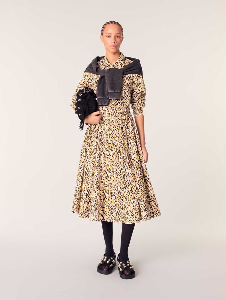 Leopard print midi dress