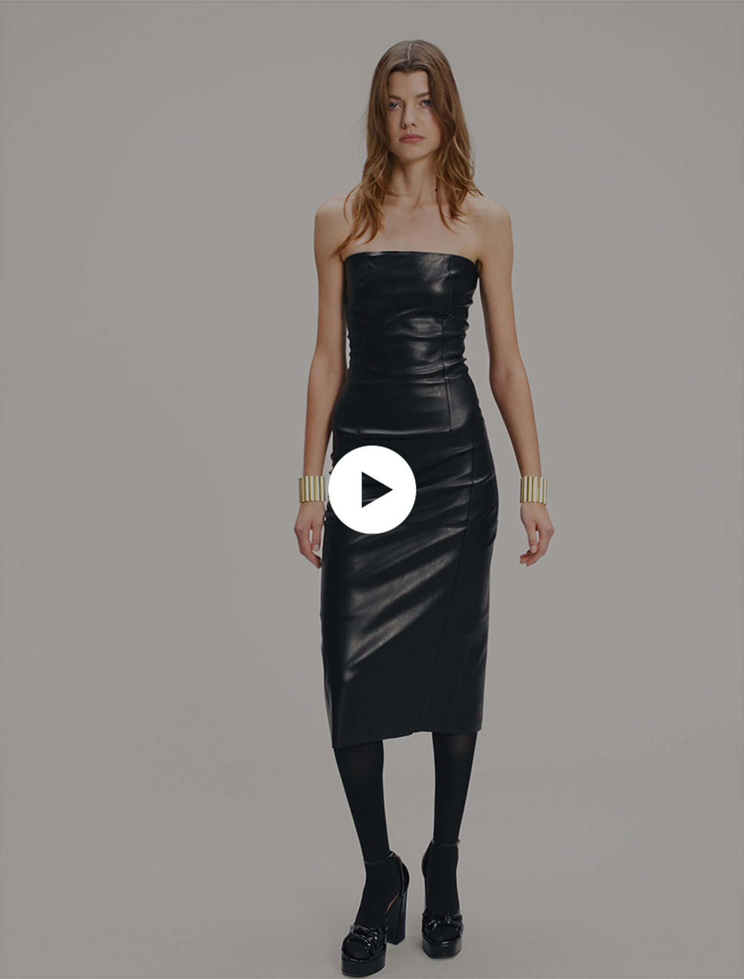 Bustier stretch leather midi dress