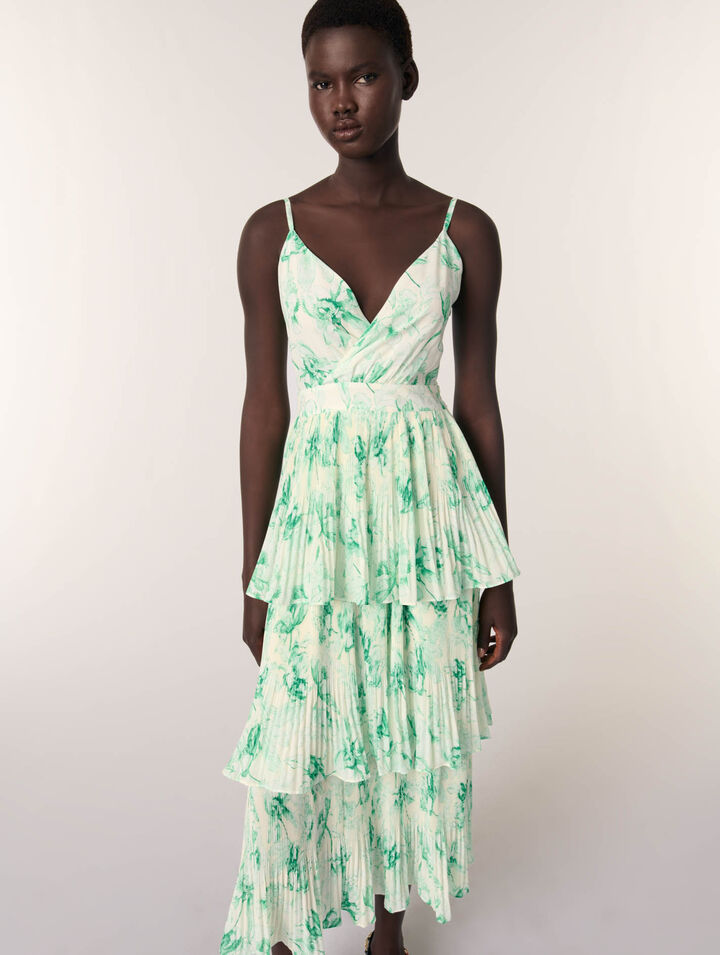 Patterned ruffled maxi dress