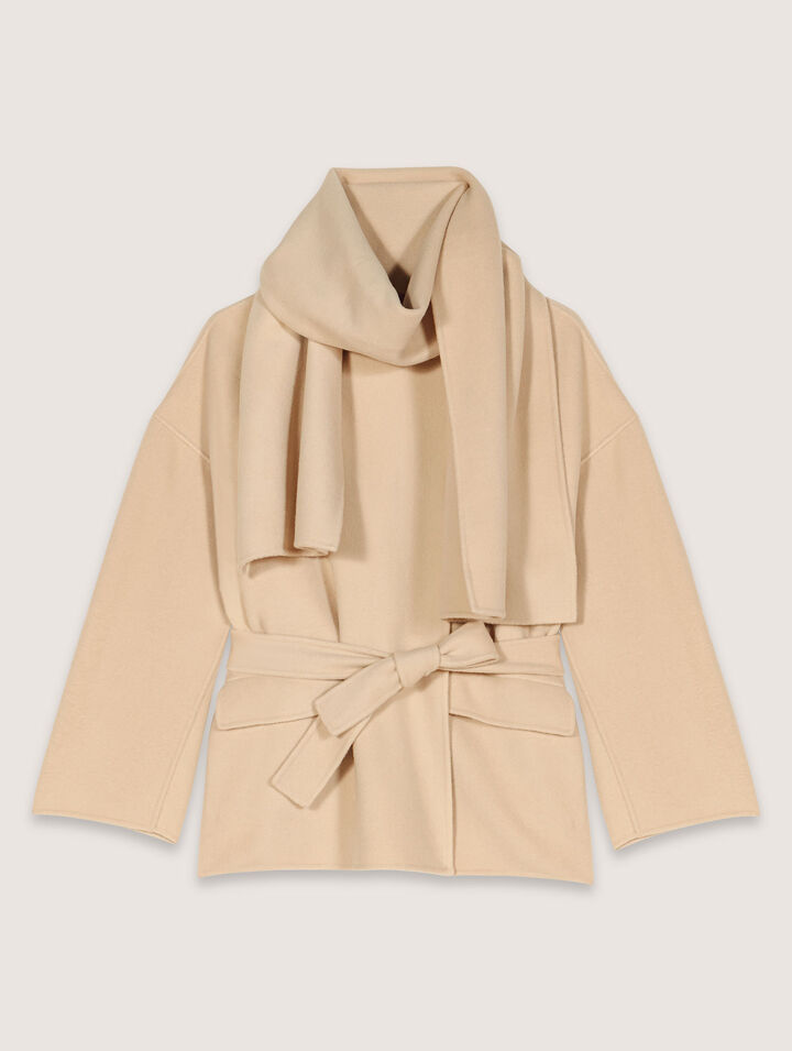 Double-faced coat with scarf