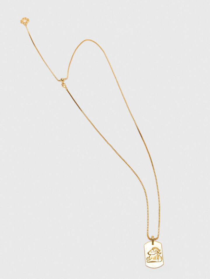 Zodiac sign plaque necklace