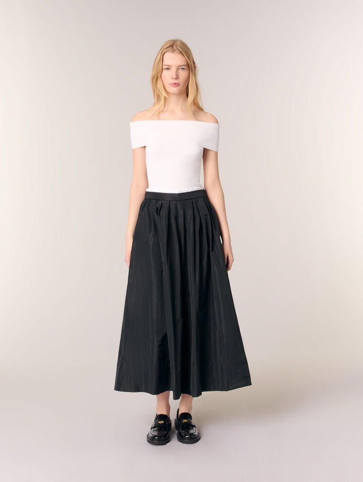 Long skirt with contrast waistband 