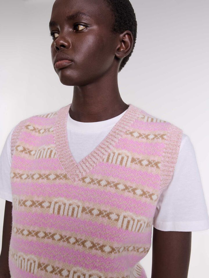 Sleeveless jacquard jumper