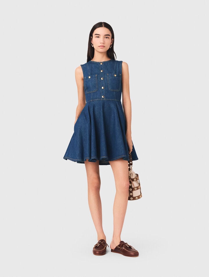 Short flared denim dress
