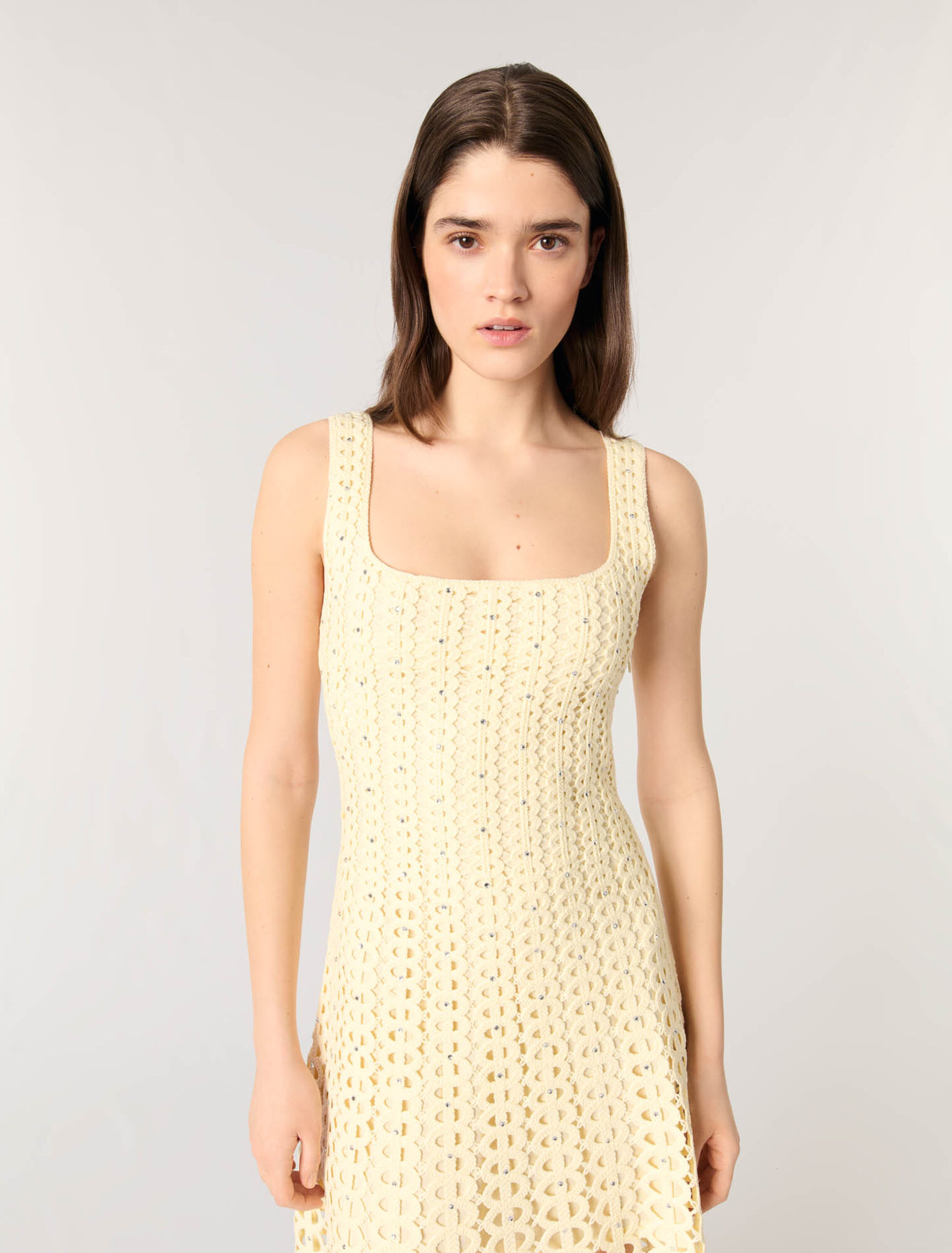 Rhinestone crochet midi dress