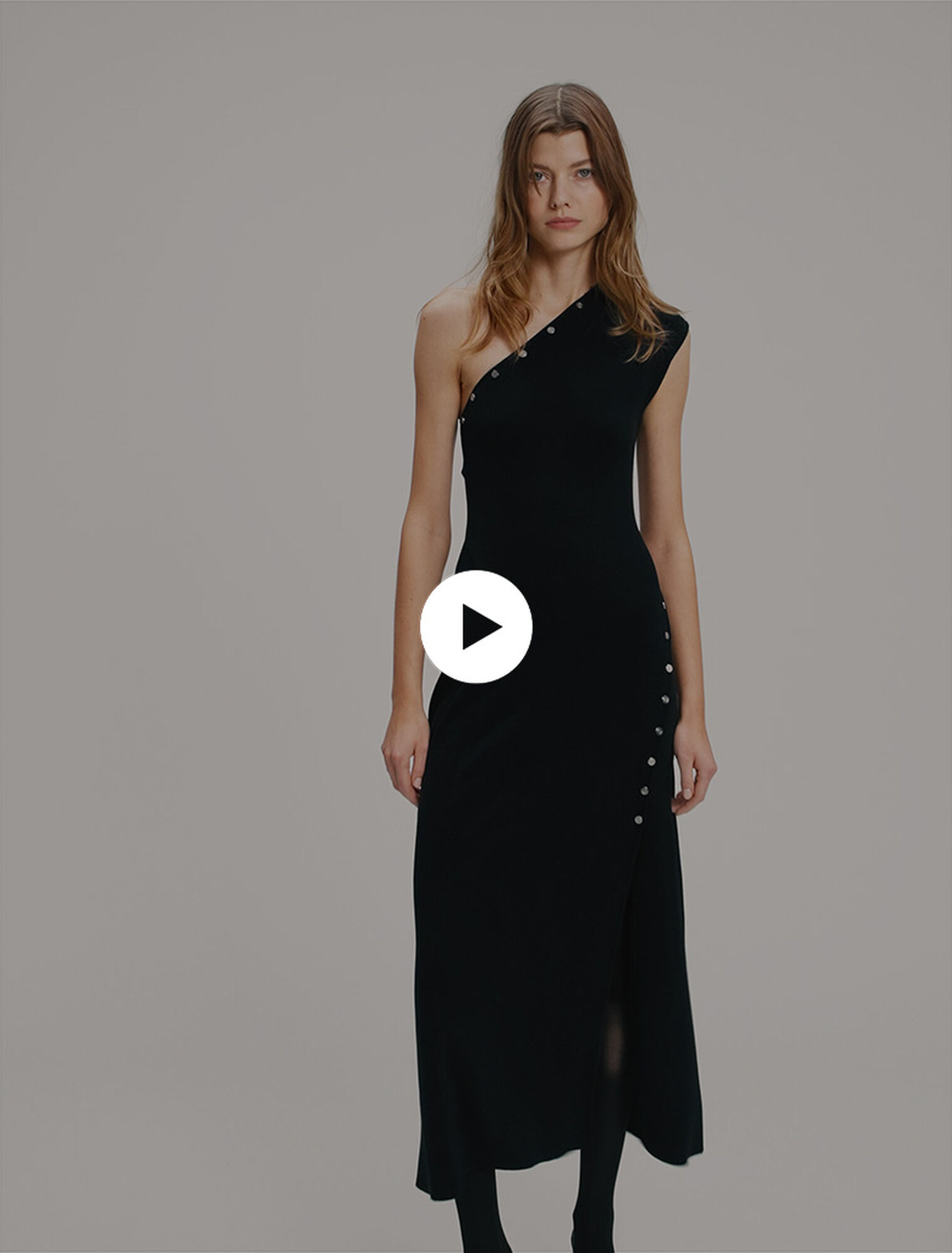 Asymmetric knit maxi dress