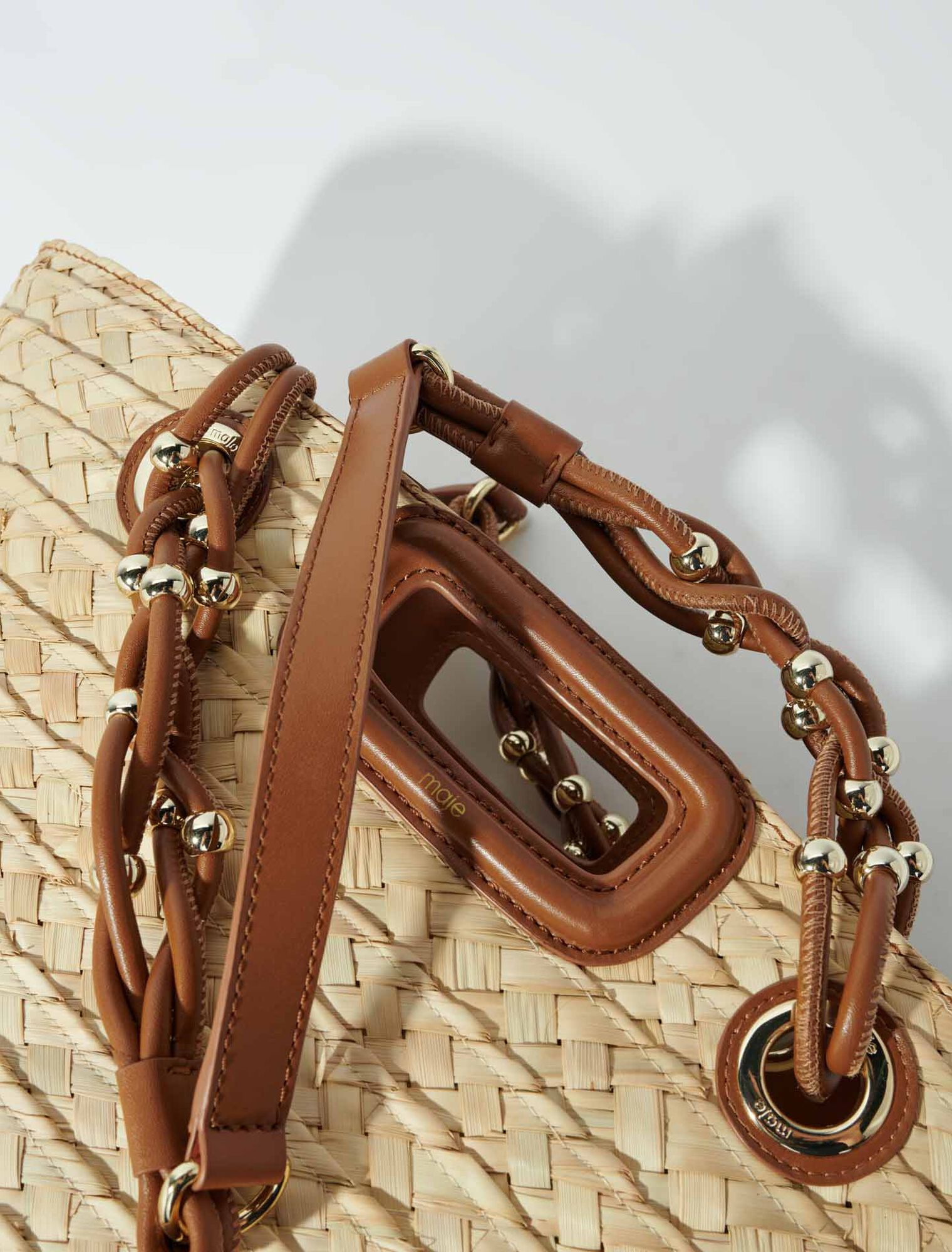 Woven raffia basket bag