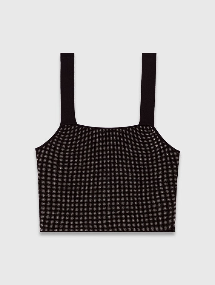 Strappy diamanté knit top