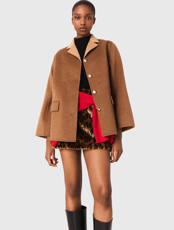Double-faced mid-length coat