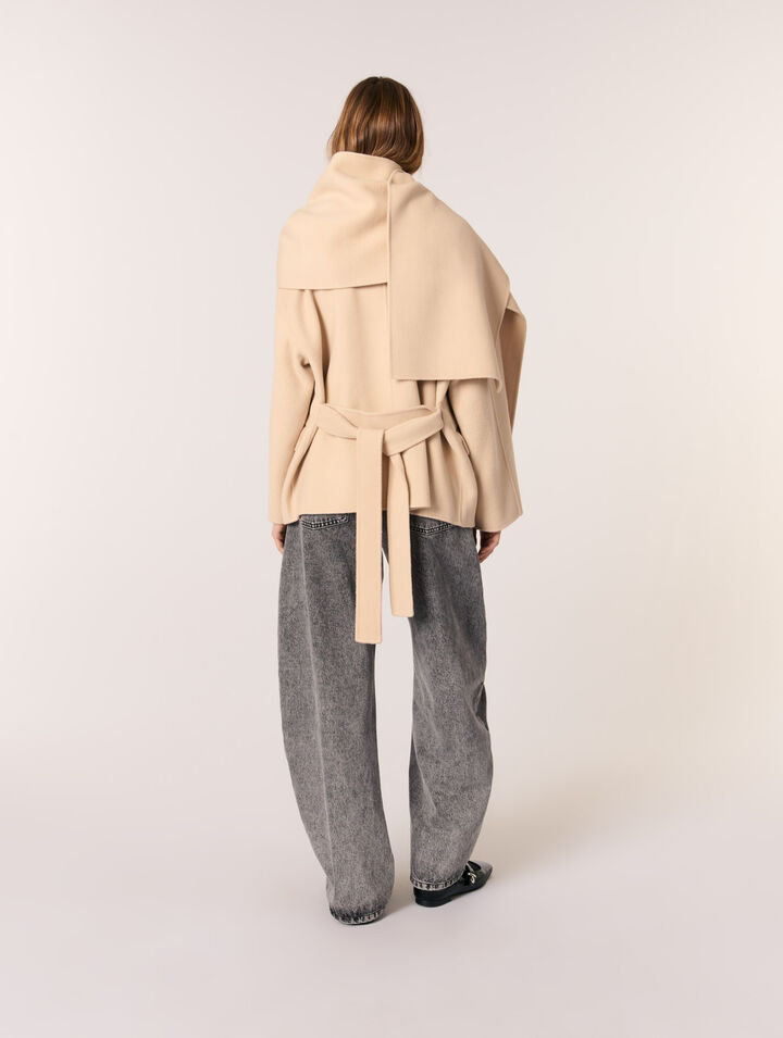 Double-faced coat with scarf