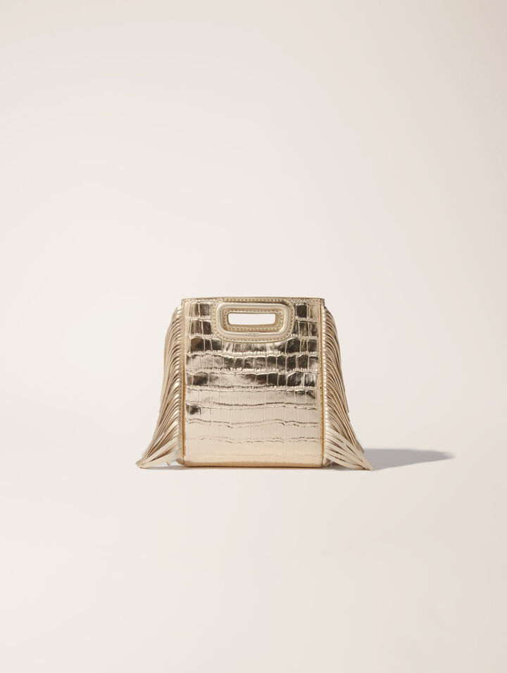 Mini embossed-leather M bag with chain