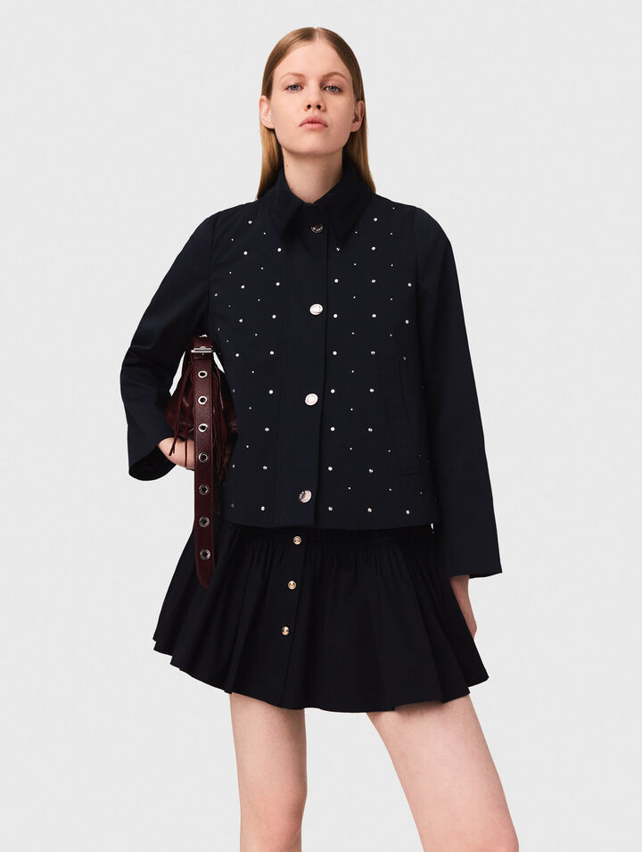 Cropped velvet collar jacket