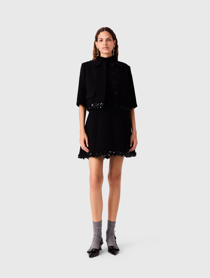 Short crepe jacket with pearls