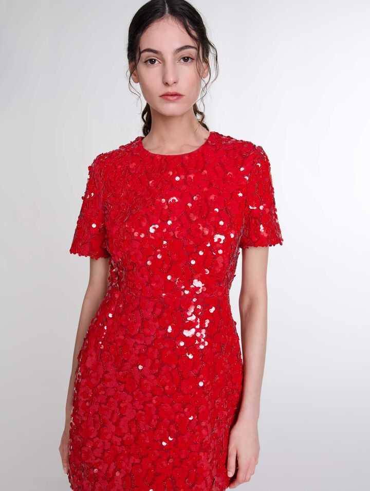 Short sequinned floral dress