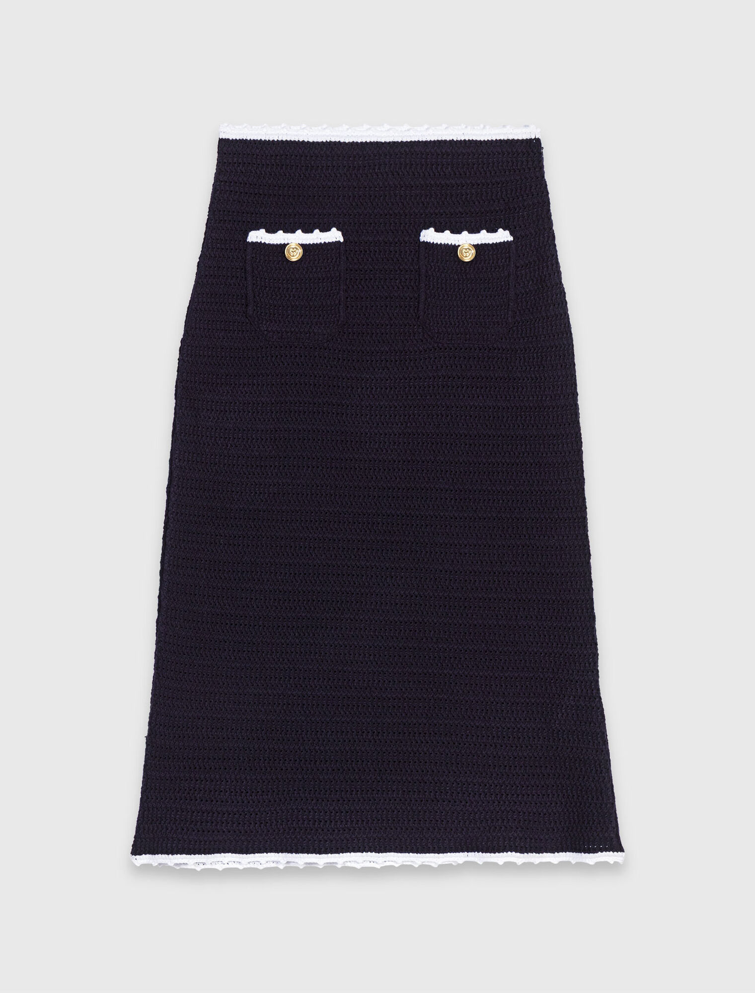 Midi skirt with crochet trim