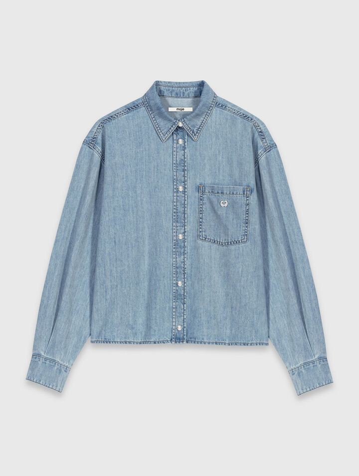Denim shirt with logo
