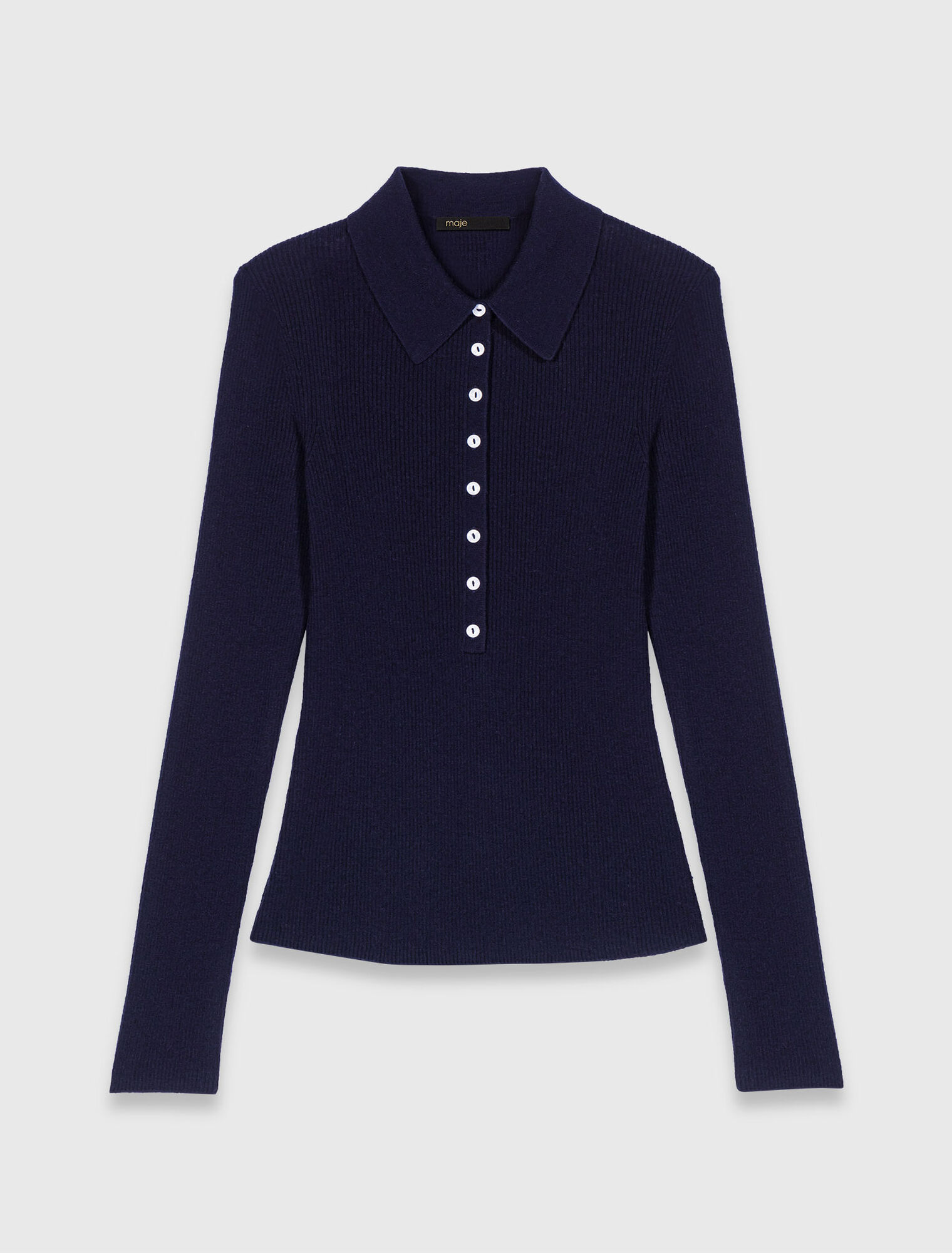 Polo collar ribbed jumper