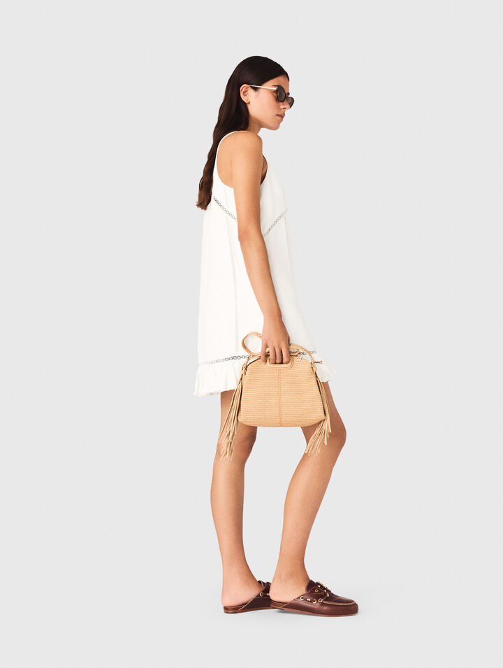 Embroidered linen-blend dress