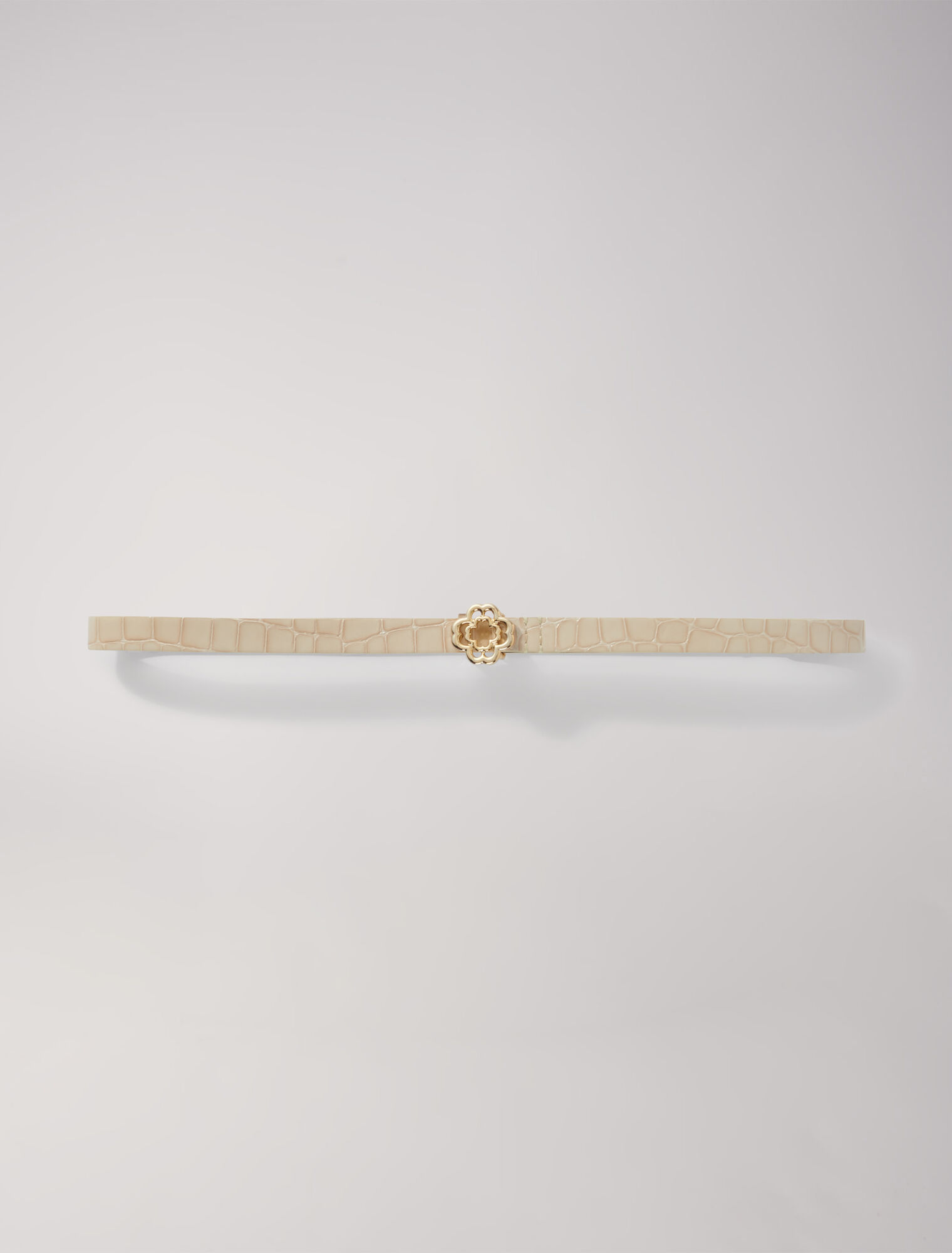 Slim leather Clover buckle belt