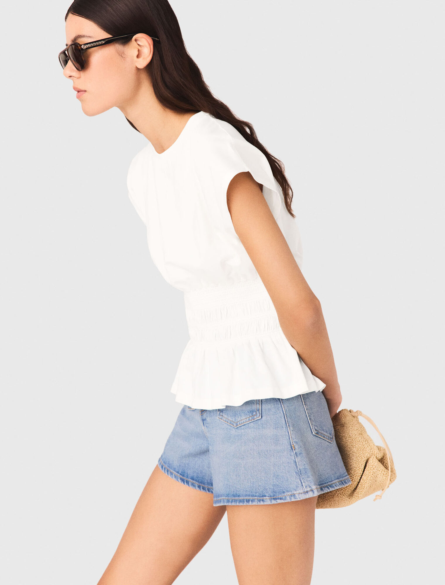 Fitted pleated T-shirt