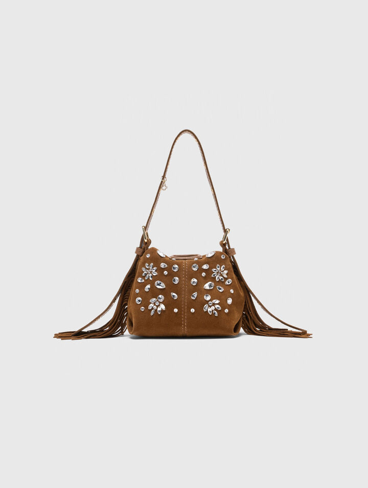 Miss M micro suede bag with rhinestones