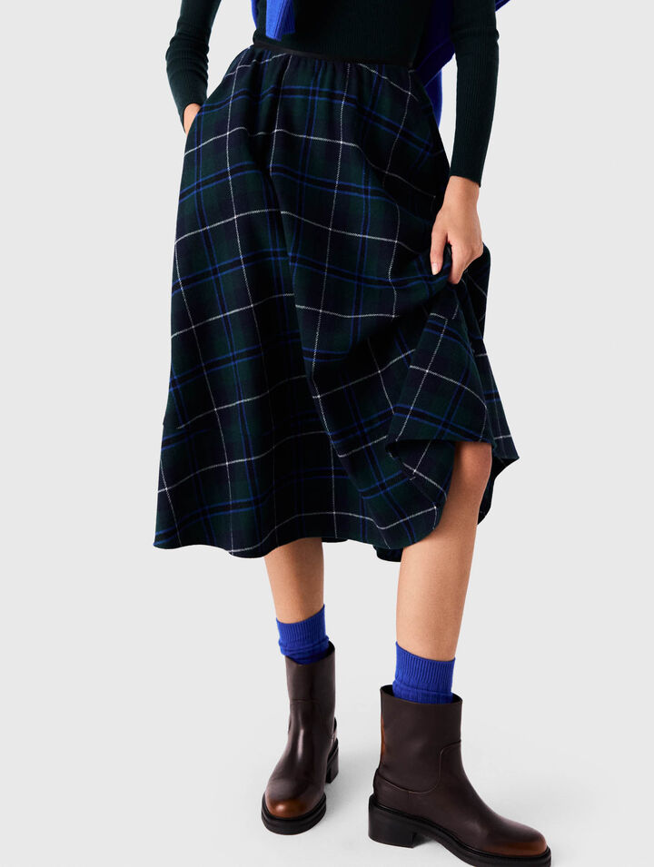Long checked skirt