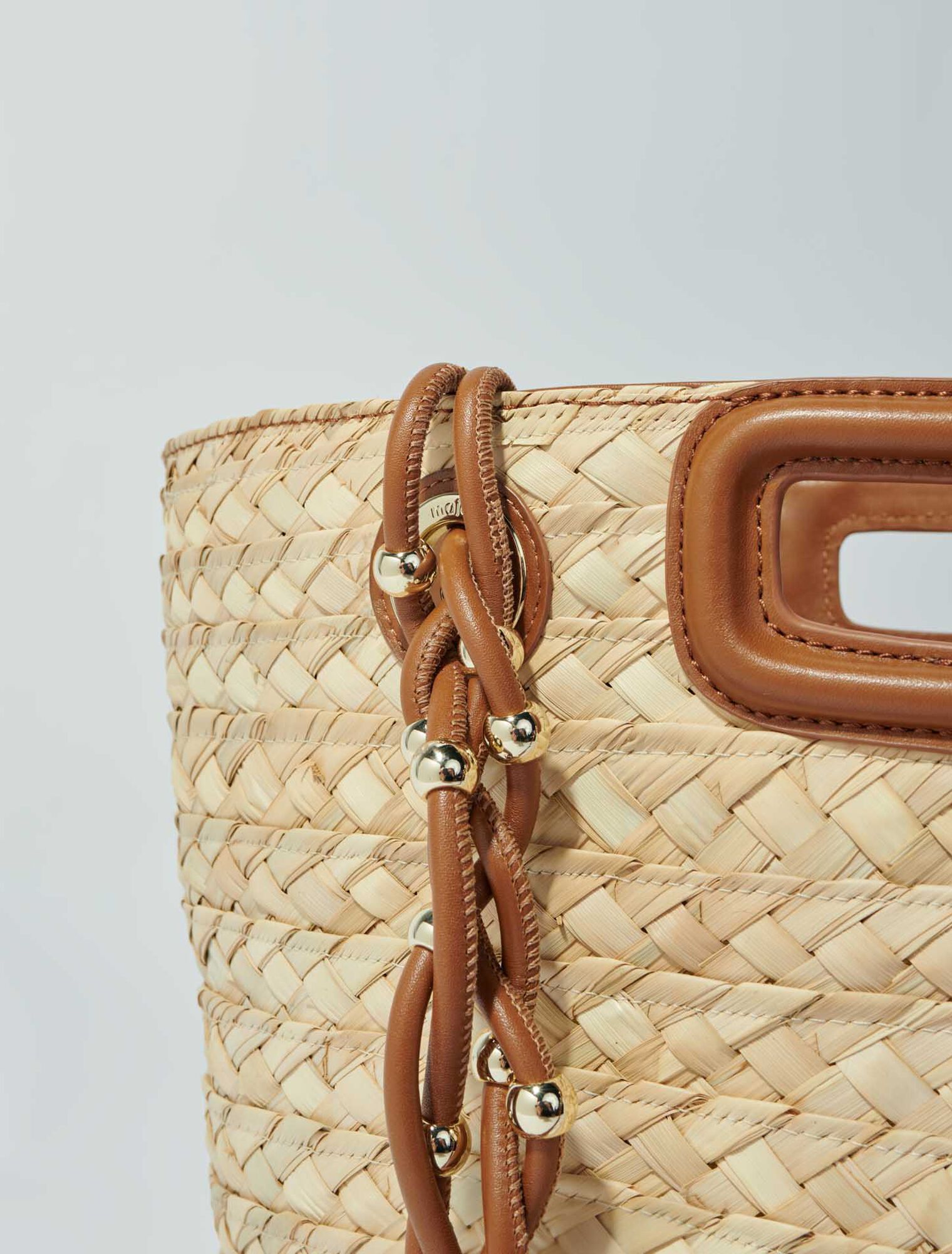 Woven raffia basket bag