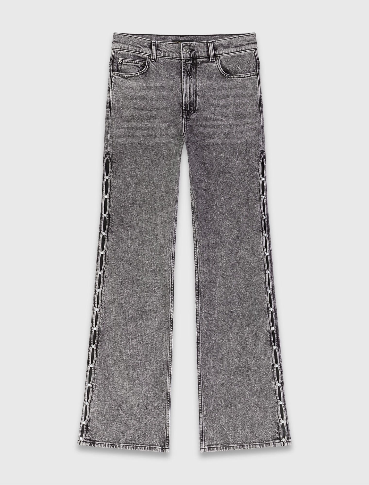 Beaded wide-leg jeans